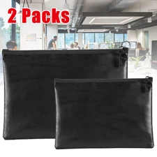 2-Packs Fireproof Money Bag Pouch Cash Passport Currency Waterproof Wallet Bag