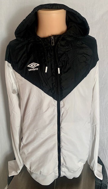 Umbro Full Zip Windbreaker Soccer Jacket White Black Mens