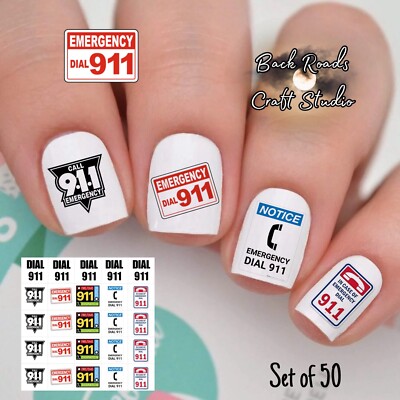 911 Safety Waterslide Nail Art Decals Set Of 50, Instructions