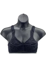 Breezies Wild Rose Seamless Wirefree Support Bra Black