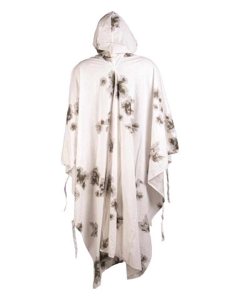 Poncho de nieve estilo ejército alemán militar algodón blanco invierno camuflaje con capucha caza Foto 2 de 3