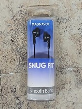 MAGNAVOX SNUG FIT EARPHONES BLACK SMOOTH BASS 15mm Driver Brand New