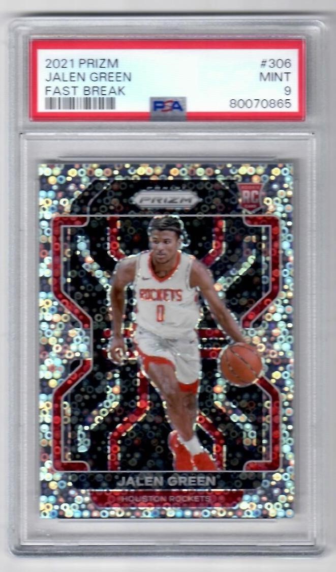 2021-22 Prizm Jalen Green Fast Break Prizm Insert Card PSA 9 Mint Rockets