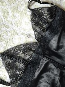 Vintage Super Shiny Black RADELLE Full Slip 36  Good