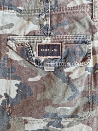 Pantalón Corto Carga Quicksilver Para Hombre W38 Verde Camuflaje Bolsillos Caminar Senderismo Camuflaje - Imagen 9 de 13
