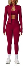 Womens 2 Piece Tracksuit Set Long Sleeve Zipper Jacket with Athletic High Wai...