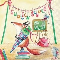 20 Servietten Endlich Schule Fuchs Maus Tiere Einschulung SchultüTe 33X33Cm