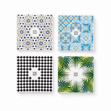 Nespresso Tiles Set of 4 Porcelain Limited Edition Coasters Made in Portugal
