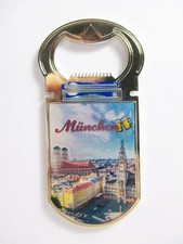 M&uuml;nchen Magnet Flaschen&ouml;ffner Metall Laser Souvenir Germany Marienplatz