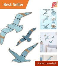 Wood Seagull Wall Art Set 3pcs Coastal Nautical Beach Decor Home Bedroom