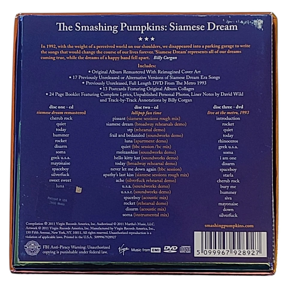 The Smashing Pumpkins Siamese Dream 2 CD + DVD Deluxe Edition 3 Disc Box Set - Image 3 of 4