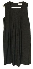 Calvin Klein Dress Women L Black Sleeveless Pleated Knee Length Shift Nylon EUC
