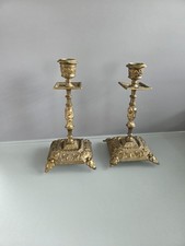 2 alte Messing Kerzenständer Barock Stil Lö...