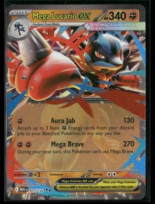 Pokémon Mega Lucario ex - Double Rare 077/132 MEG ME01: Mega Evolution NM