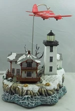 Harbor Lights Hospital Point, MA, 2007 #1957 numbered on bottom Flying Santa New