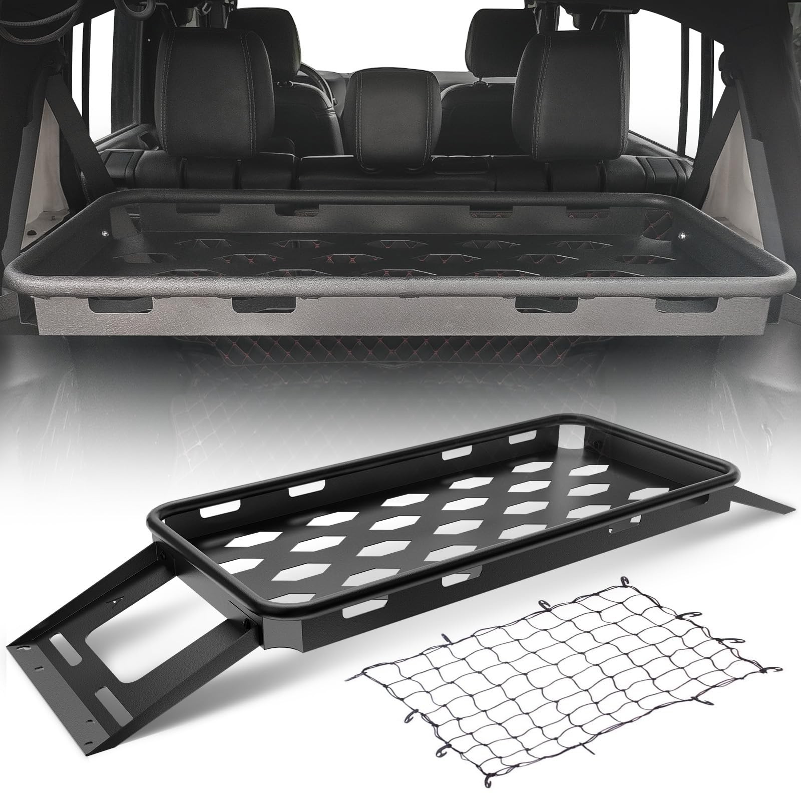 Rear Cargo Rack Basket for Jeep Wrangler JK JKU JL JLU 2007 2025 350 LBS