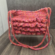Handmade Crocheted Pink Purse Small Yarn Bag Boho Style