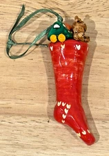 Vintage Rare HTF S. Greenleaf Christmas Stocking 3.25" Gypsum Figurine Ornament