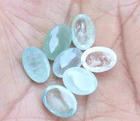 100% Natural Aquamarine 27.50 Carat Oval Cabochon Loose Gemstone 7 Pcs 9*12 Mm