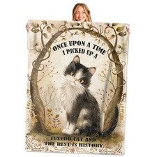 Vintage Tuxedo Cat Throw Blanket, Soft, Lightweight Flannel, 50x60in Cat 04