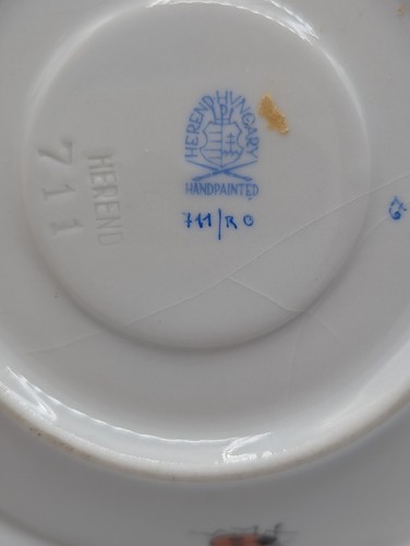 Espresso Demitasse Saucer-ONLY Herend 711 Rothschild BirdButterfly Hungary AS IS - Picture 4 of 11