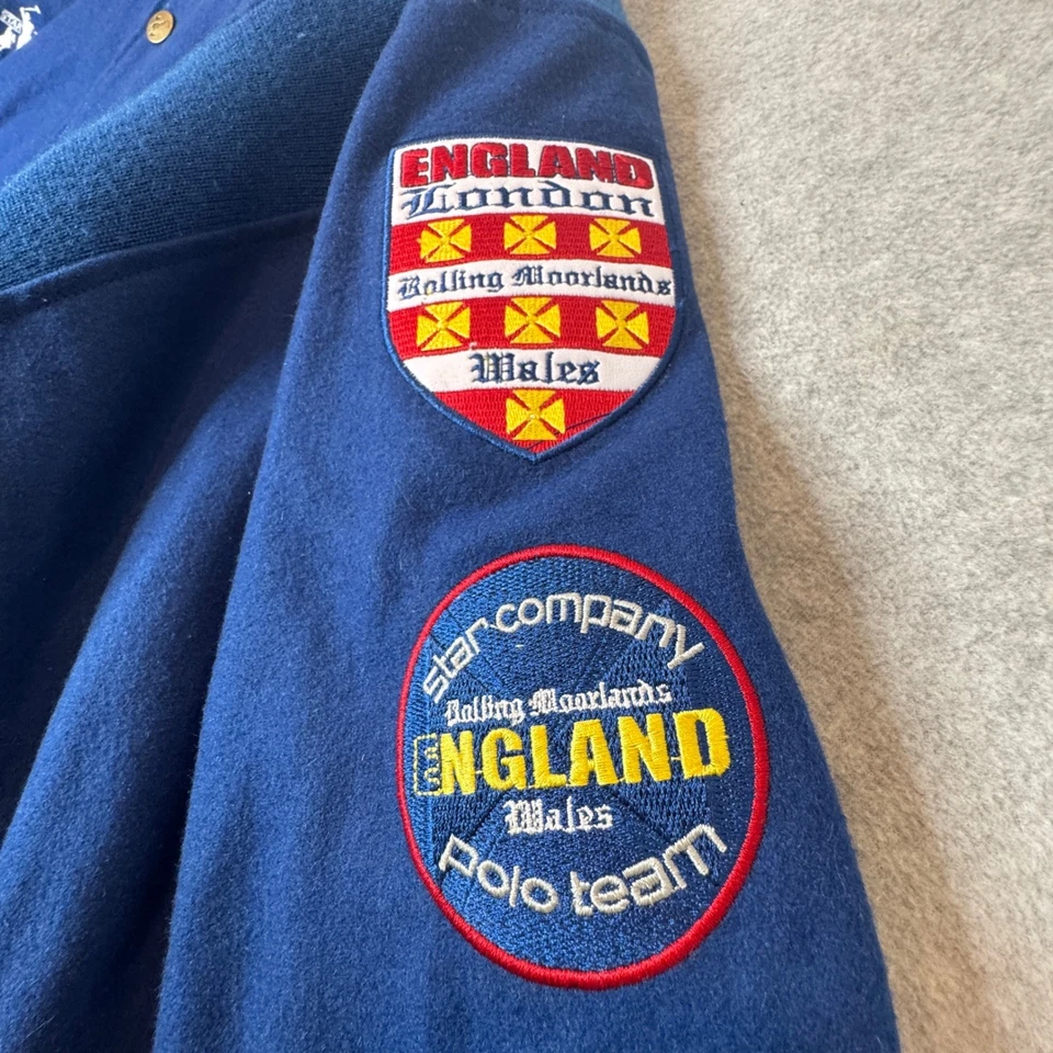 Chaqueta Bomber Vintage Star Company Lana Acolchada Bordada Gales Polo Team 3XL Foto 3 de 4