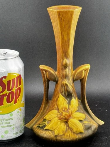 ROSEVILLE Pottery Brown CLEMATIS 187-7 In Excellent Mint Condition