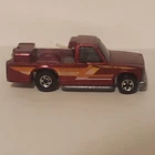 Hot Wheels 1:64 Red Diecast Pickup Truck with Yellow Graphics Vintage Hong Kong