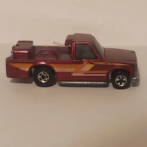 Hot Wheels 1:64 Red Diecast Pickup Truck with Yellow Graphics Vintage Hong Kong