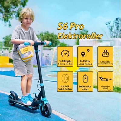 MARKENLOS 150W Kinderroller Für Kinder 6-14 Jahren Elektroroller E Scooter mit LED Blau