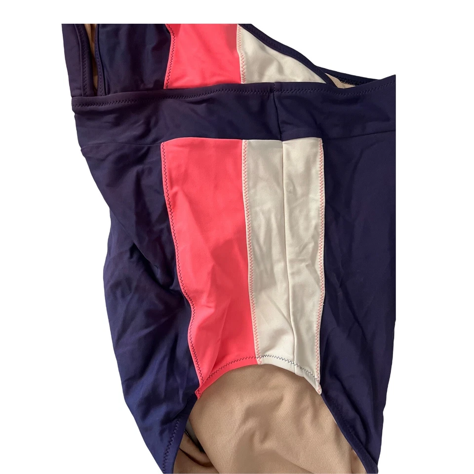 DownEast basics Small Womens Footbridge Beach 1 pc Beige Navy Blue White Pink - Image 3 of 4