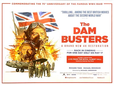 The Dam Busters 1955 4K Quad Poster Druck 30x40'' Richard Todd Michael Redgrave
