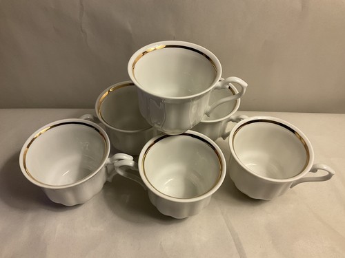 Walbrzych Empire Southington Tea Cups , Set Of 6, Gold Trim , Poland