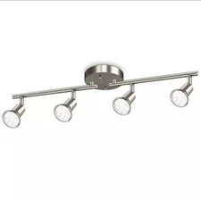  4-Light LED Track Lighting Kit, Flexibly Rotatable Light 4 Light Matt Nickel