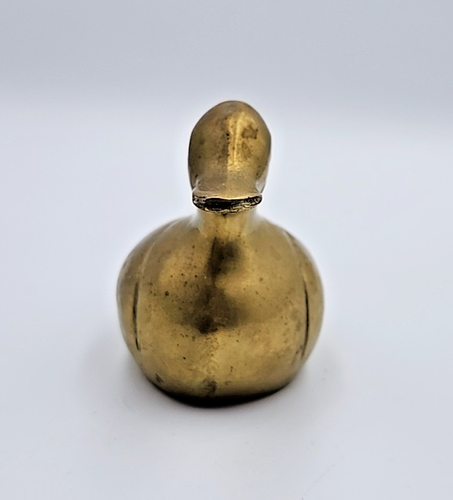 Vtg Small Brass Duckling Paperweight Figure MCM Retro Cabin Rustic 4x3 Inches - Picture 2 of 8