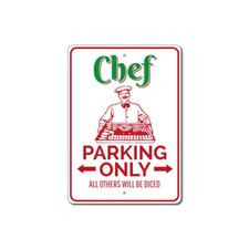 Chef Parking Sign, Chef Sign, Chef Decor, Kitchen Decor Aluminum Metal Sign
