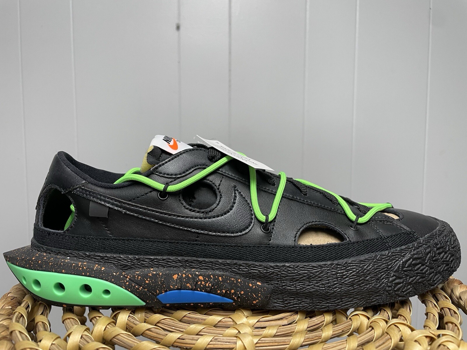 OFF WHITE X NIKE Nike x Off White Blazer Low '77 OW Nero Verde Elettrico Uomo 11 5