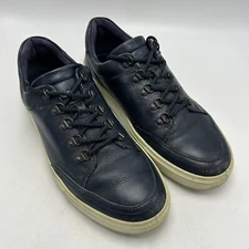 ECCO Sneaker Mens 7 - 7.5  41 Leather Lace Up Shoes Navy Cap Toe Read