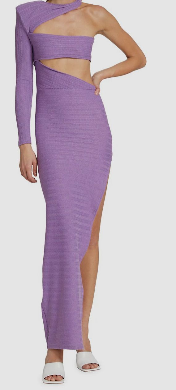 $650 Bronx And Banco Women's Purple Amara Cut Out One-Sleeve Knit Dress Size M image 3