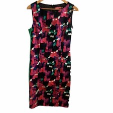 ISAAC MIZRAHI Women's Size 12 Dress Abstract Bodycon Lined Sheath Sleeveless