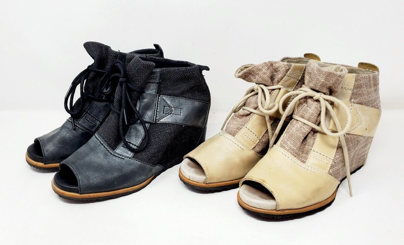 Stivaletti Sorel Lake donna 5 dita spiedini tacco a zeppa nascosto pizzo lotto di 2 paia