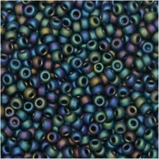 Miyuki Round Rocaille Seed Beads Size 11/0 24GM Matte Black AB 11-401FR