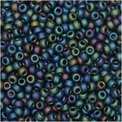 Miyuki Round Rocaille Seed Beads Size 11/0 24GM Matte Black AB 11-401FR