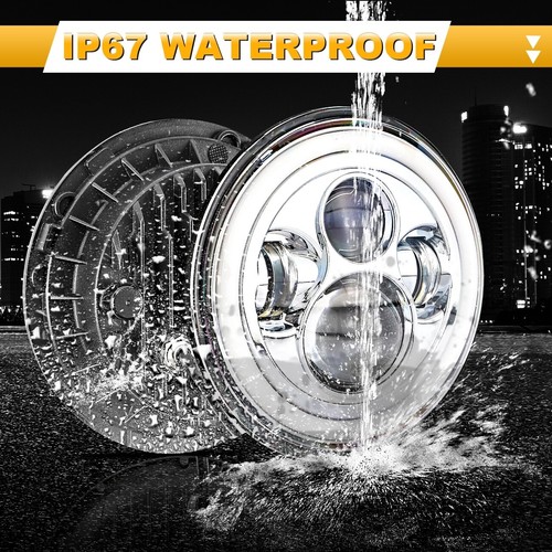 Par de faros LED cromados DRL ojos de ángel para Jeep Wrangler JK TJ de 7 pulgadas - Imagen 9 de 12