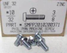 #10-32x3/8 Pan Head Phillips Machine Screws Steel Zinc Plated (50)