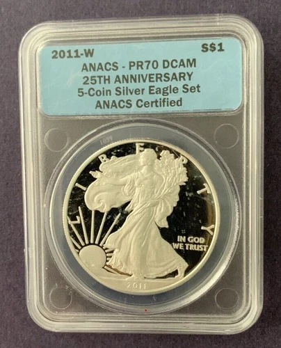 2011-W ANACS PR70 DCAM American Silver Eagle Proof $1 Dollar Coin