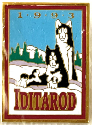Husky Sled Dog Alaska Iditarod Pin 1993 Dog & puppies Lapel Hat Scatter Pin