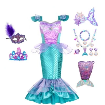 Mädchen Meerjungfrau Prinzessin Pailletten Partykleid Karneval Ferientourismus 2 - Bild 1 von 4