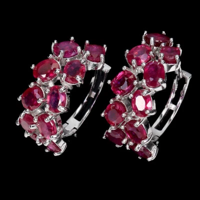 Sommer 925 Silber Ohrringe Oval Rubin 5x4mm Natürlich Edelstein Schmuck Geschenk - Bild 1 von 4