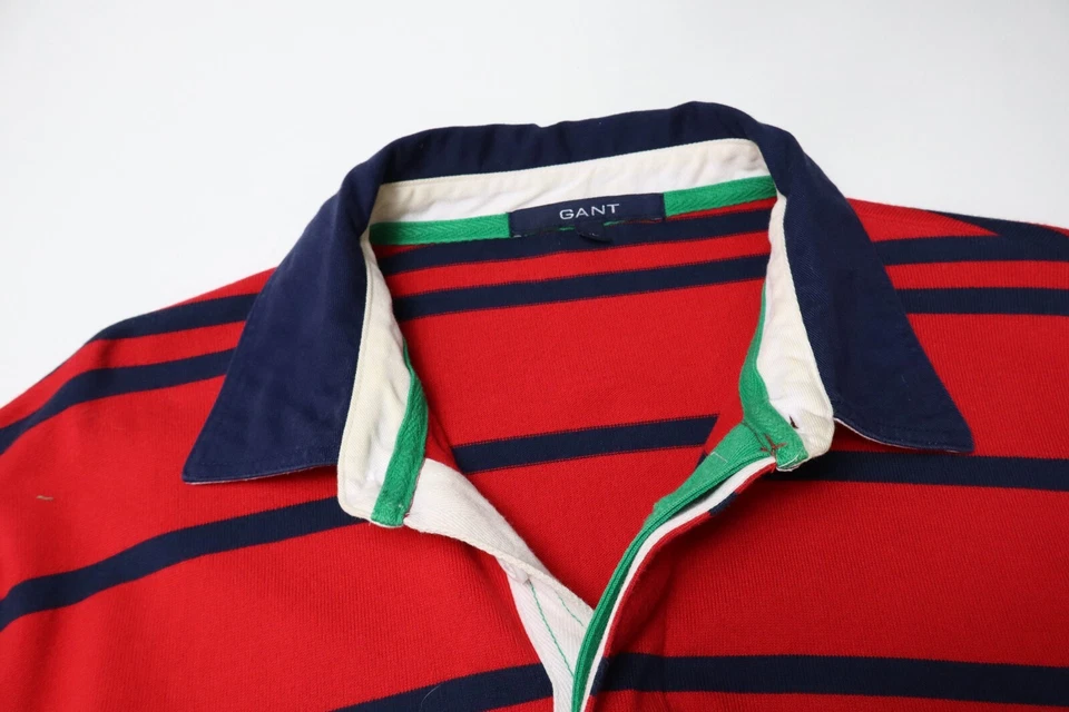 Moletom GANT masculino XL rugby polo gola pulôver listra vermelha - Imagem 4 de 4